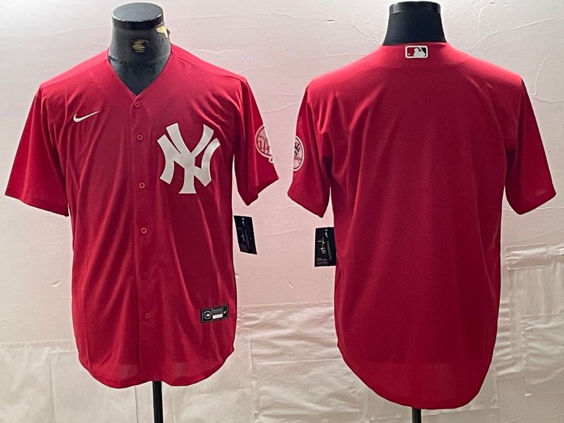 Men New York Yankees Blank Red joint name Nike 2024 MLB Jersey style 10->new york yankees->MLB Jersey